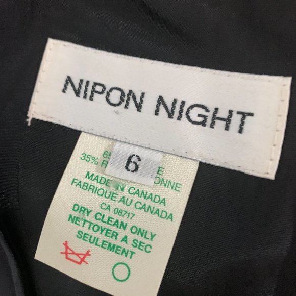 Vintage Nipon Night Black and Lace gold  Sequin Strapless Dress Size 6 - Picture 4 of 10